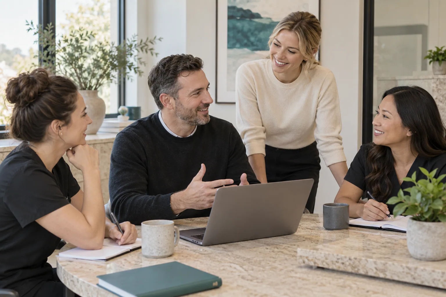 A dental practice team meeting